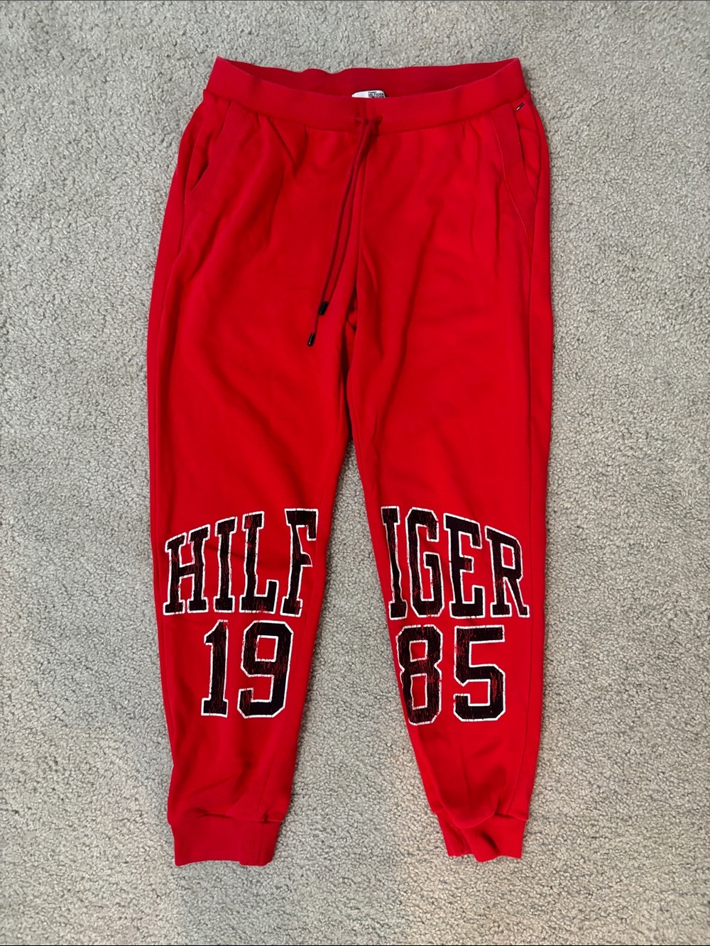 Tommy Hilfiger Red Logo Joggers with Number Graphics